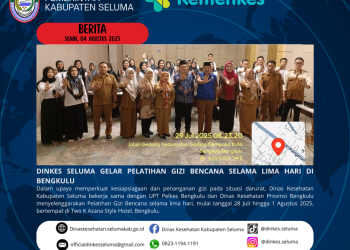 DINKES SELUMA GELAR PELATIHAN GIZI BENCANA SELAMA LIMA HARI DI BENGKULU