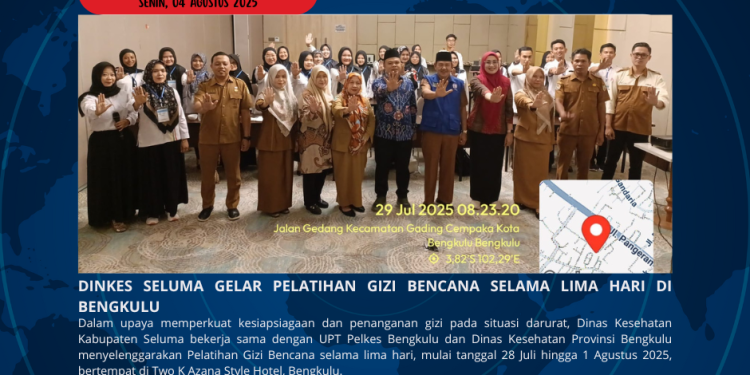 DINKES SELUMA GELAR PELATIHAN GIZI BENCANA SELAMA LIMA HARI DI BENGKULU