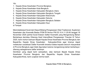 Surat Edaran Daftar Kosmetik yang Mengandung Bahan Berbahaya dan/atau Dilarang Hasil Intensifikasi Pengawasan Triwulan III Tahun 2025